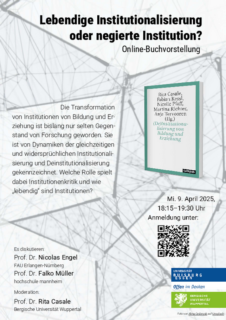 Zum Artikel "Online-Buchvorstellung mit Nicolas Engel | Lebendige Institutionalisierung oder negierte Institution?"